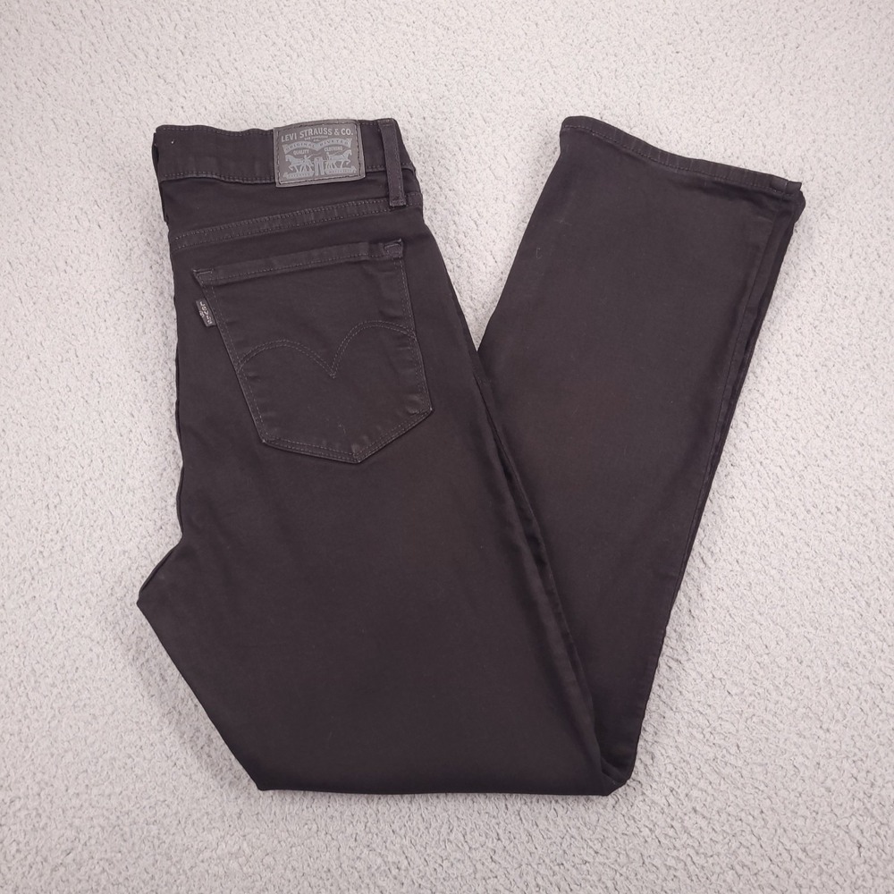 LEVIS 314 Jeans Size 30 Shaping Straight Leg Mid Rise Black Stretch Denim